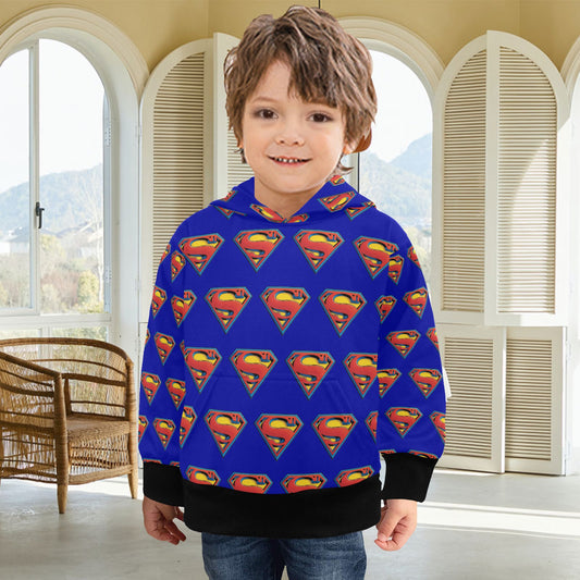 Super Hero Pattern -Little Boys' Long Sleeve Hoodie