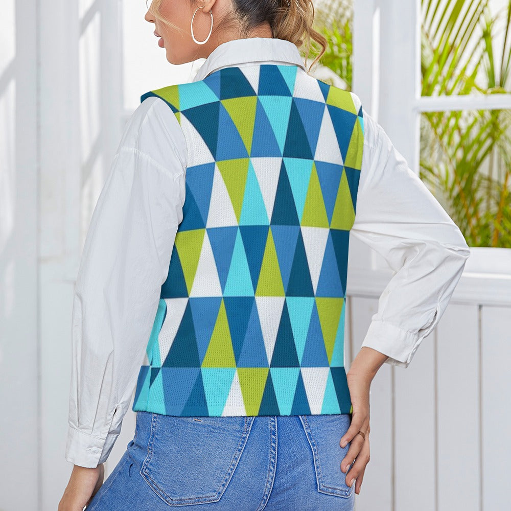 KSC's Custom Vest Designs Women's Long Sleeve Button Knit Vest