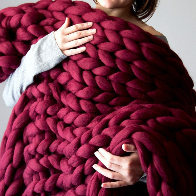 COZY COMFORTABLE WOVEN BLANKET Yarn Hand-Woven Blanket Knitted Wool blanket Soft Thick Yarn