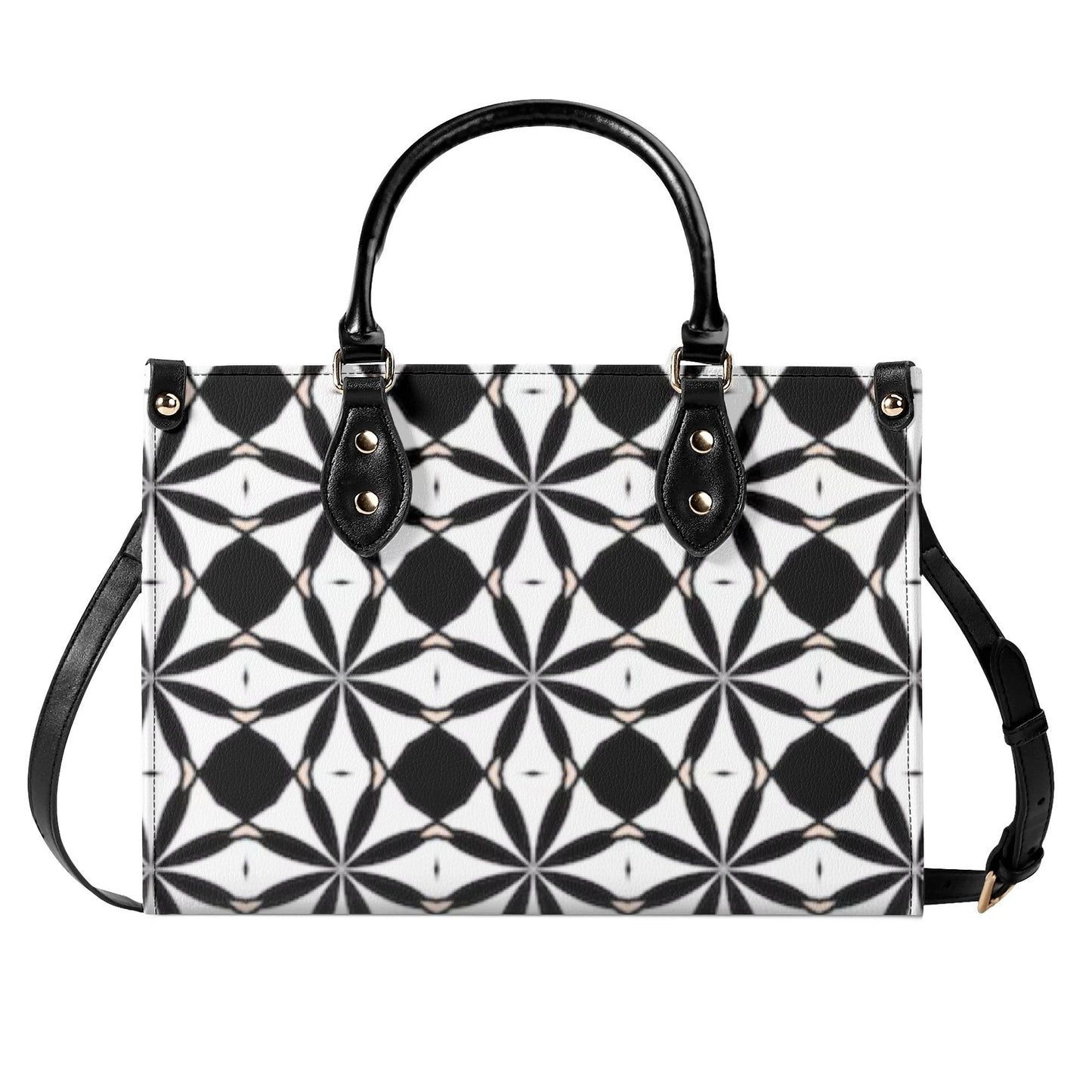 New Black White Geometric Designer Style Luxury Limited Handbag -Luxury Women PU Leather Handbag