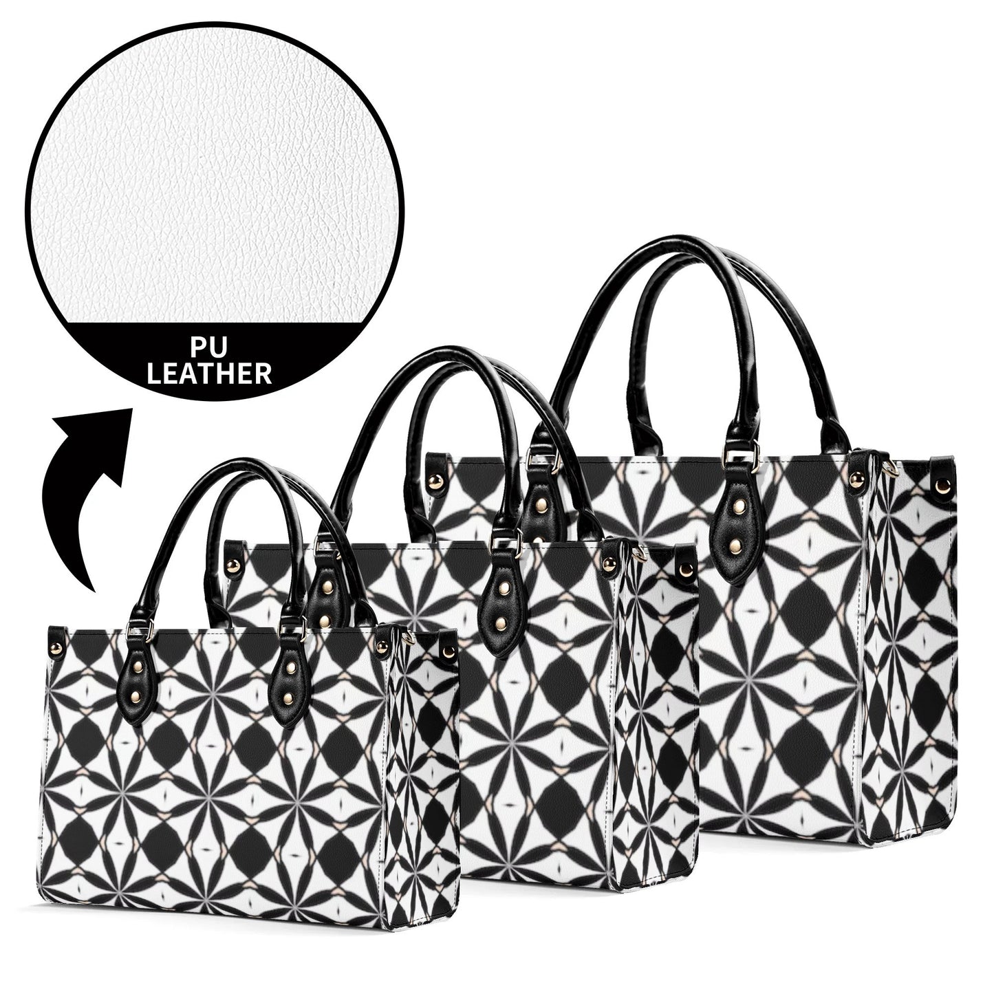 New Black White Geometric Designer Style Luxury Limited Handbag -Luxury Women PU Leather Handbag