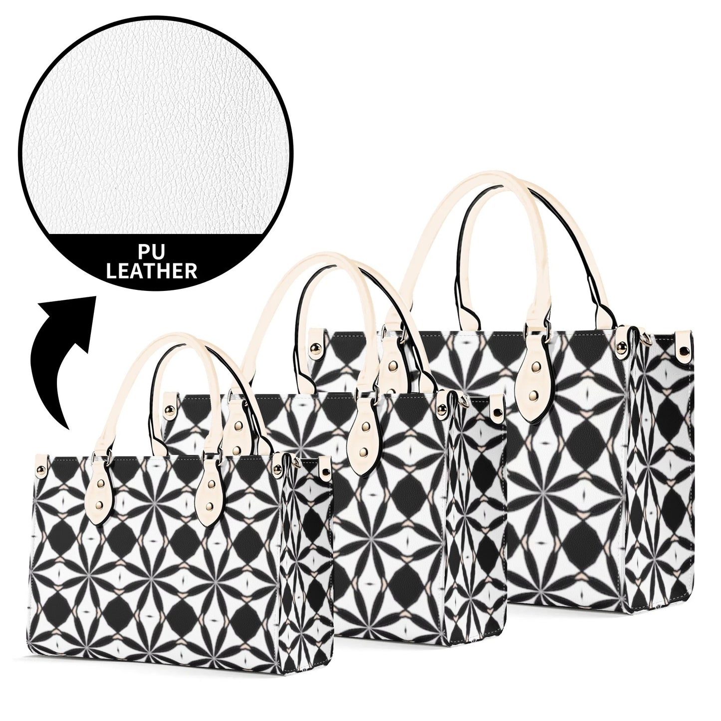 New Black White Geometric Designer Style Luxury Limited Handbag -Luxury Women PU Leather Handbag