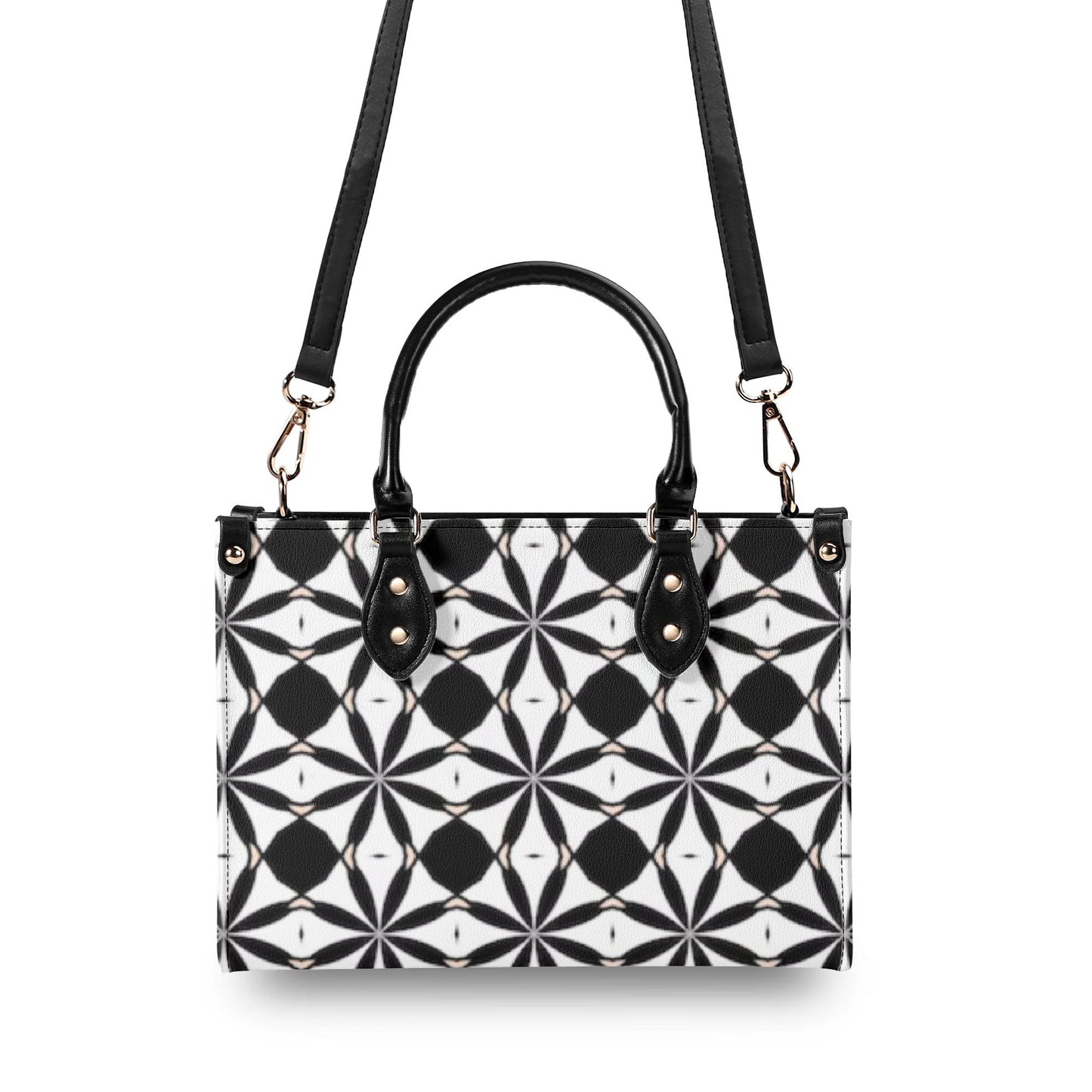 New Black White Geometric Designer Style Luxury Limited Handbag -Luxury Women PU Leather Handbag