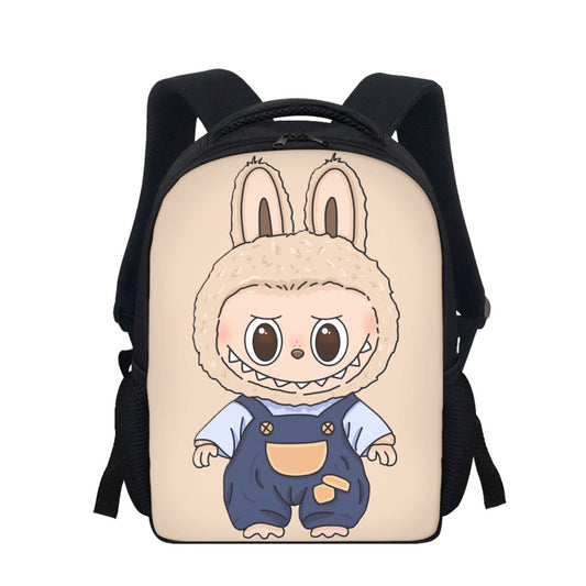 Backpack with a cartoon character on a beige background