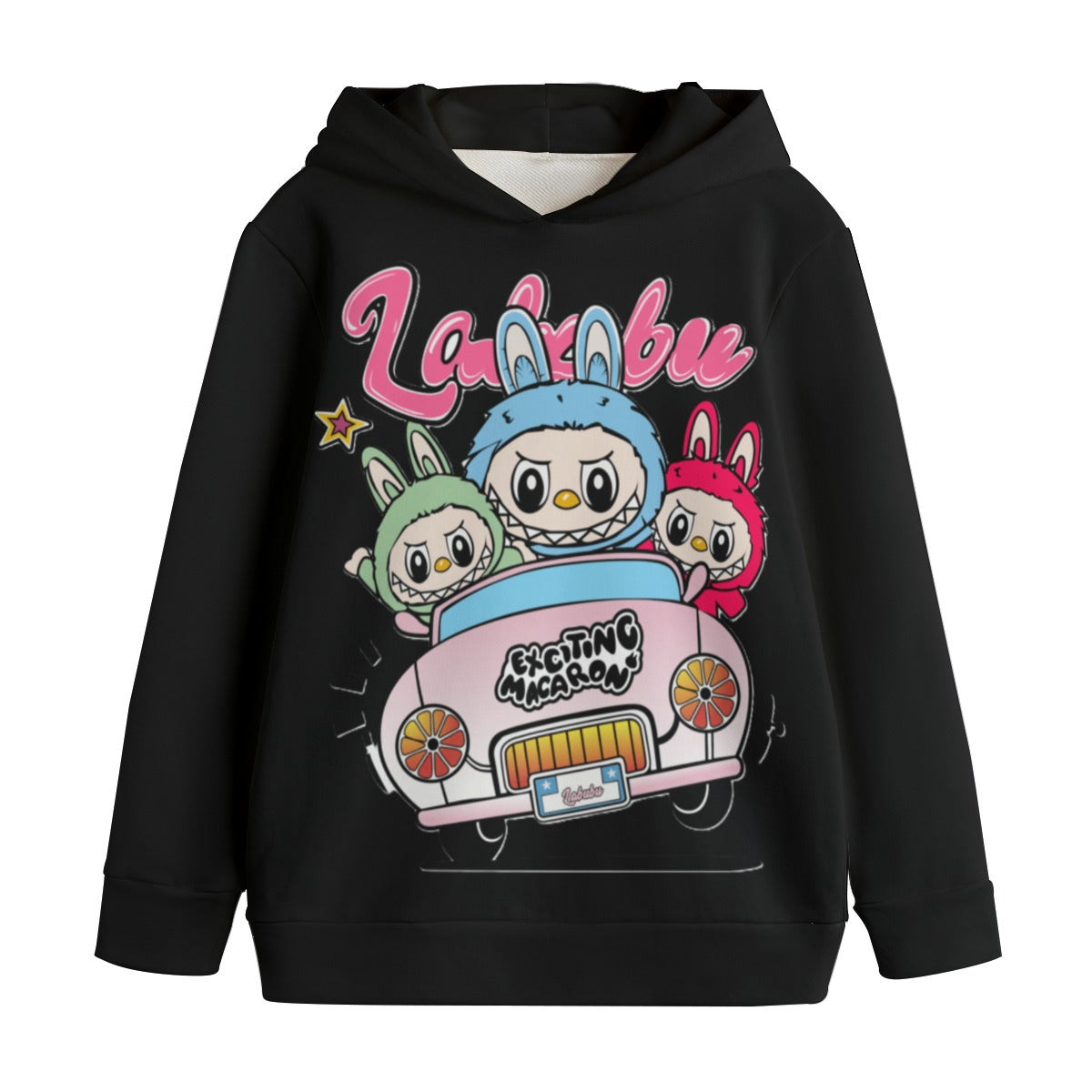 Kid's Labubu Black Pullover Hoodie | 310GSM Cotton
