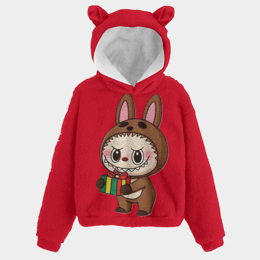 KSC's Limited Edition Christmas Labubu Kid’s Borg Fleece Sweatshirt With Ears