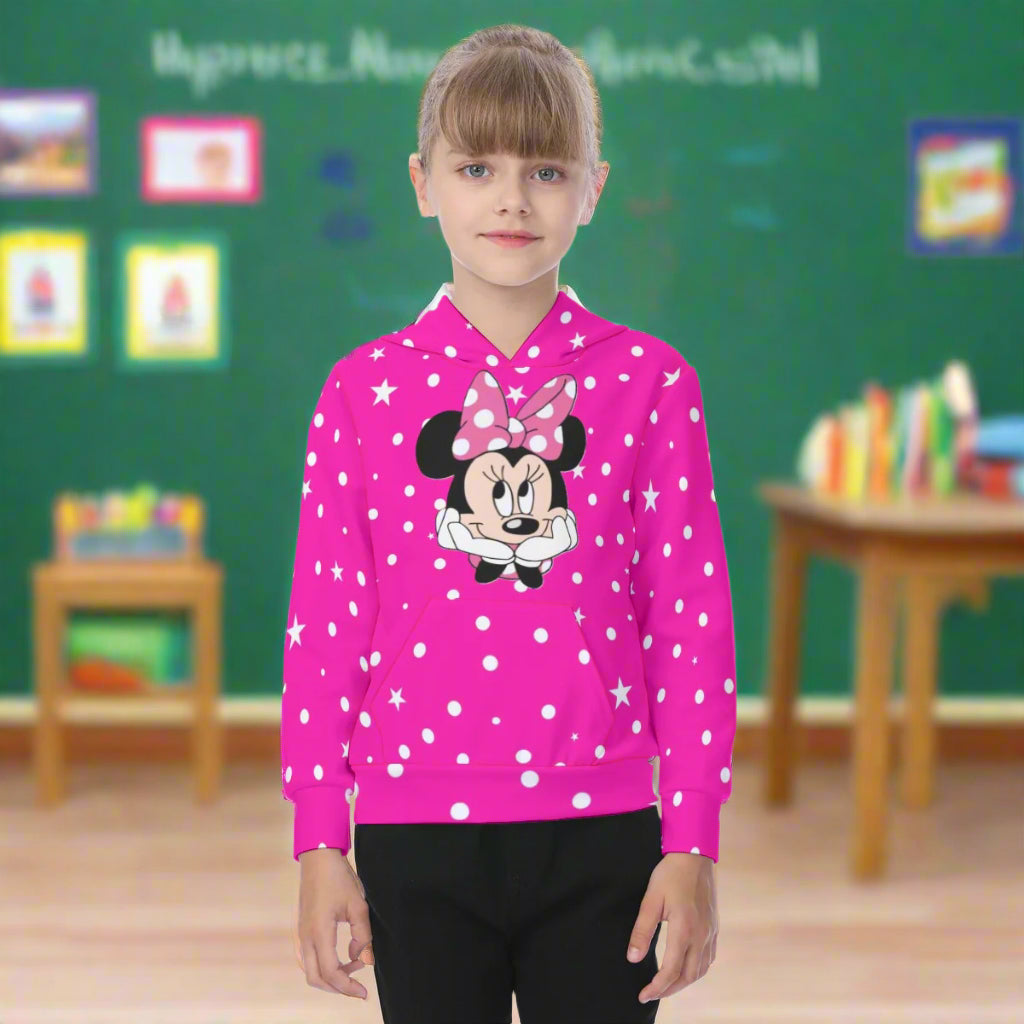 KSC's Exclusive/Custom- Young Girl's Hoodies-Hot Pink Minnie - Oversized Kid's Hoodie