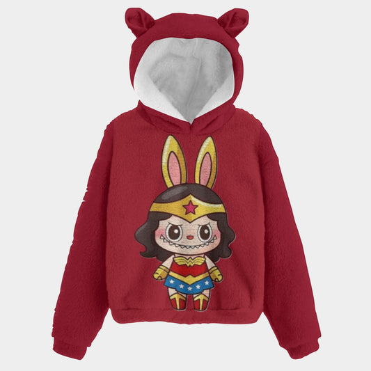 KSC's Exclusive Labubu Superwomen Kid’s Borg Fleece Sweatshirt With Ears