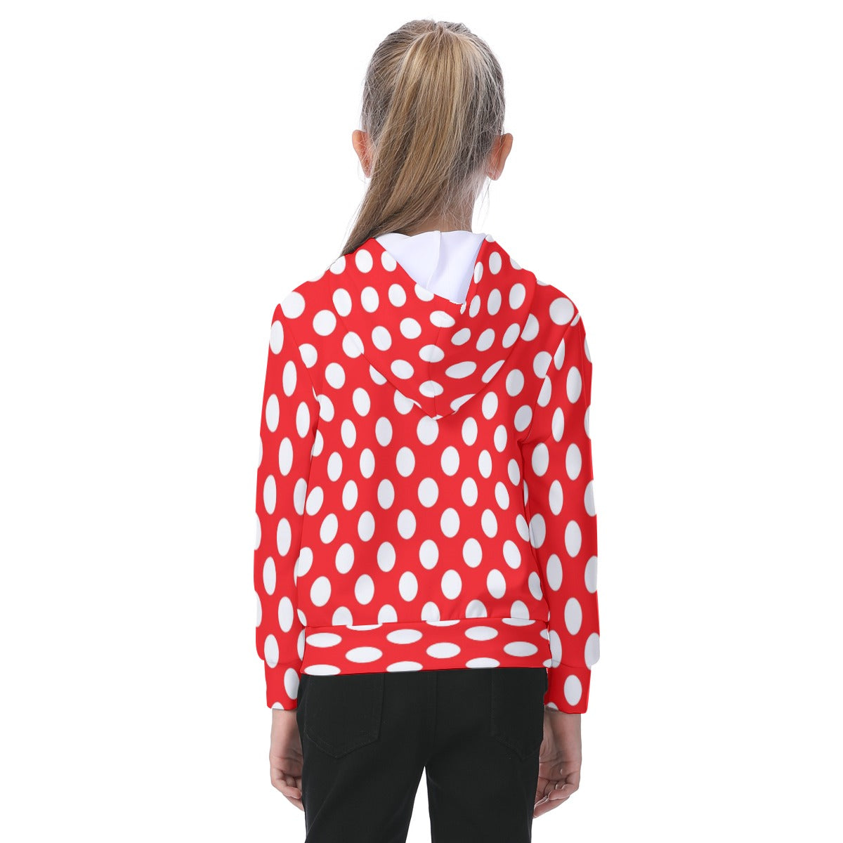KSC's Exclusive/Custom- Young Girl's Hoodies-Red w/White Polka Dots - Kid's Hoodie