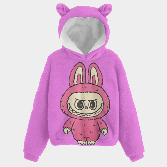 KSC's Fleece Sweatshirt LABUBU Print Kid’s Borg Fleece Sweatshirt With Ears
