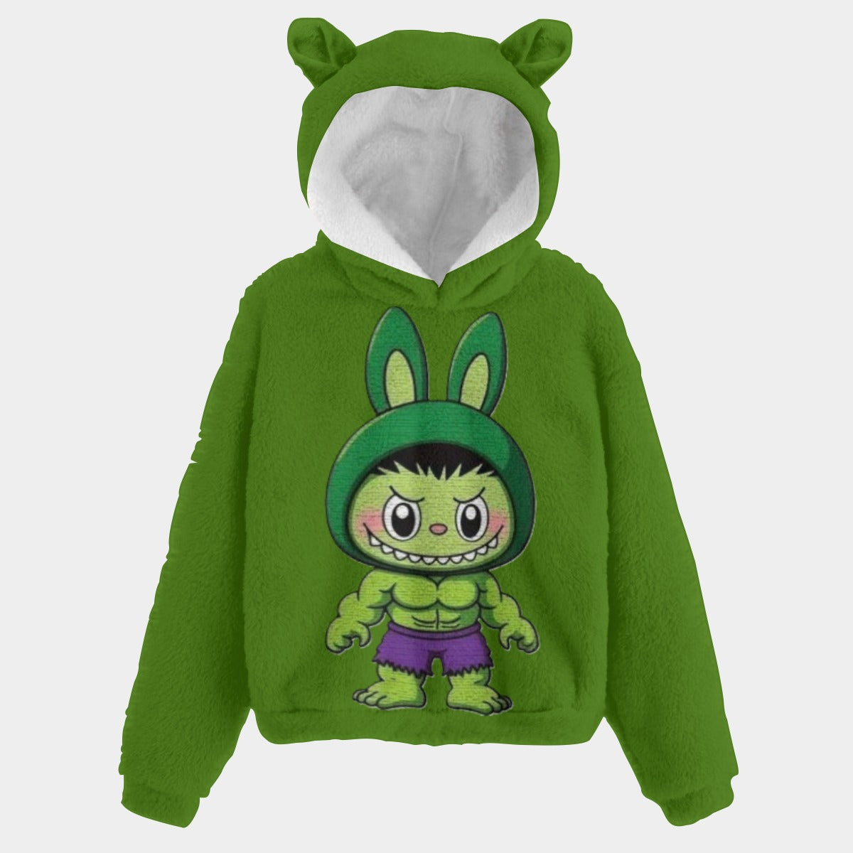 KSC's Exclusive Labubu Hulk Kid’s Borg Fleece Sweatshirt With Ears