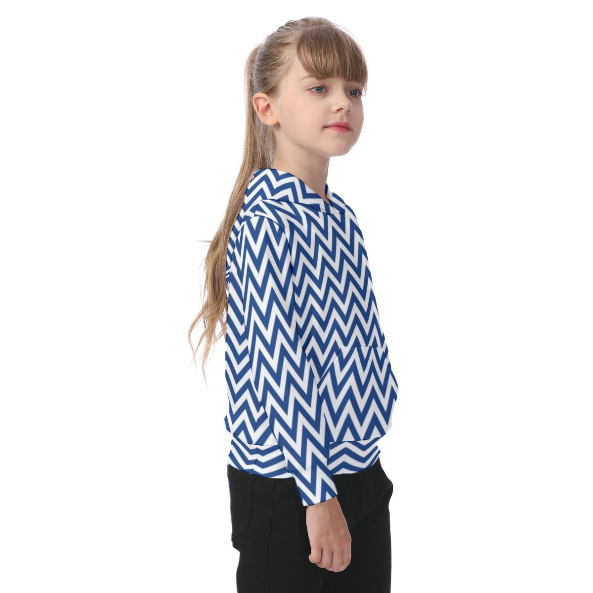KSC's Exclusive/Custom- Young Girl's Hoodies-Zig Zag Pattern - Oversized Kid's Hoodie