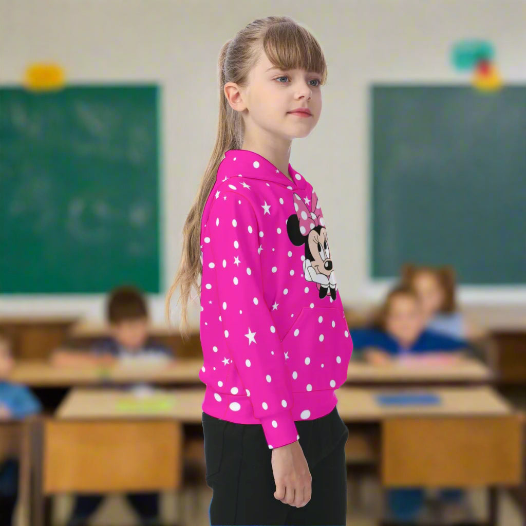 KSC's Exclusive/Custom- Young Girl's Hoodies-Hot Pink Minnie - Oversized Kid's Hoodie