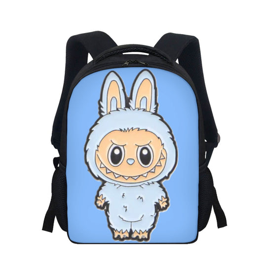 Backpack with a cartoon character on a blue background