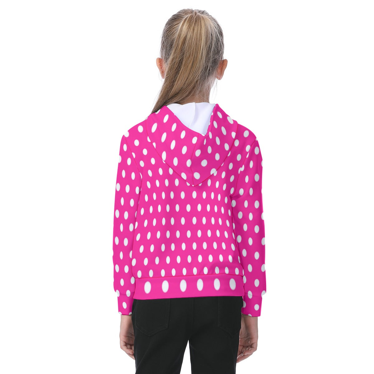 KSC's Exclusive/Custom- Young Girl's Hoodies-Hot Pink Minnie White Polka Dot - Kid's Hoodie