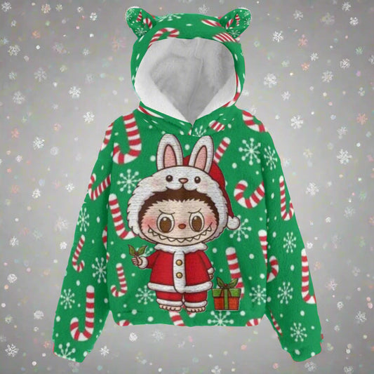 KSC's Exclusive Christmas Labubu Kid’s Borg Fleece Hoodie With Ears