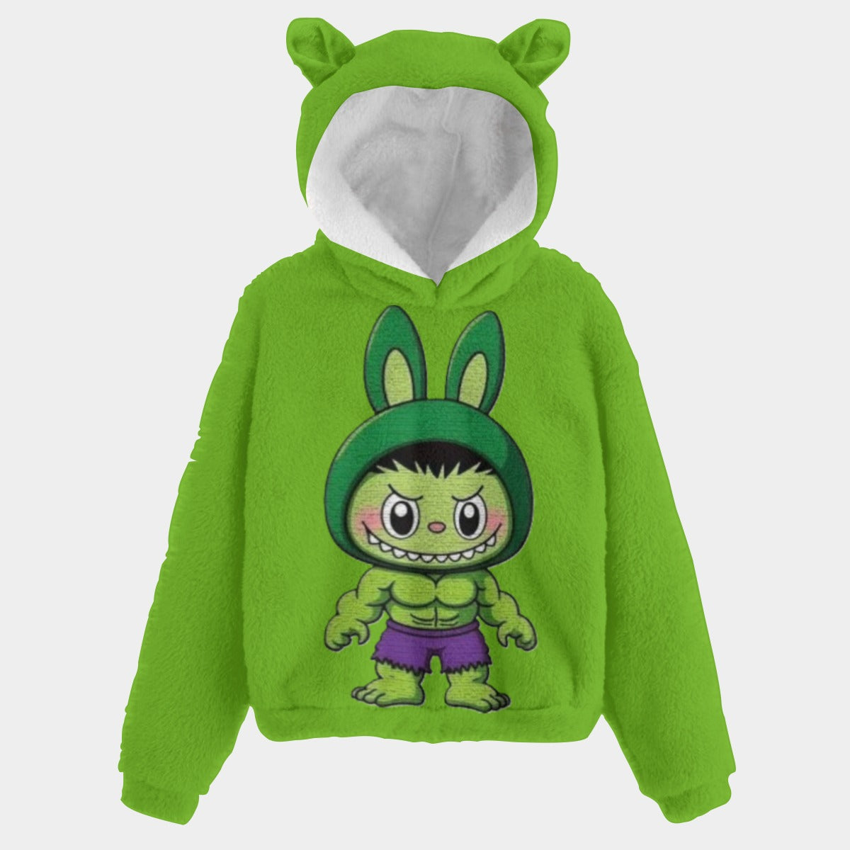 KSC's Exclusive Labubu Hulk Kid’s Borg Fleece Sweatshirt With Ears