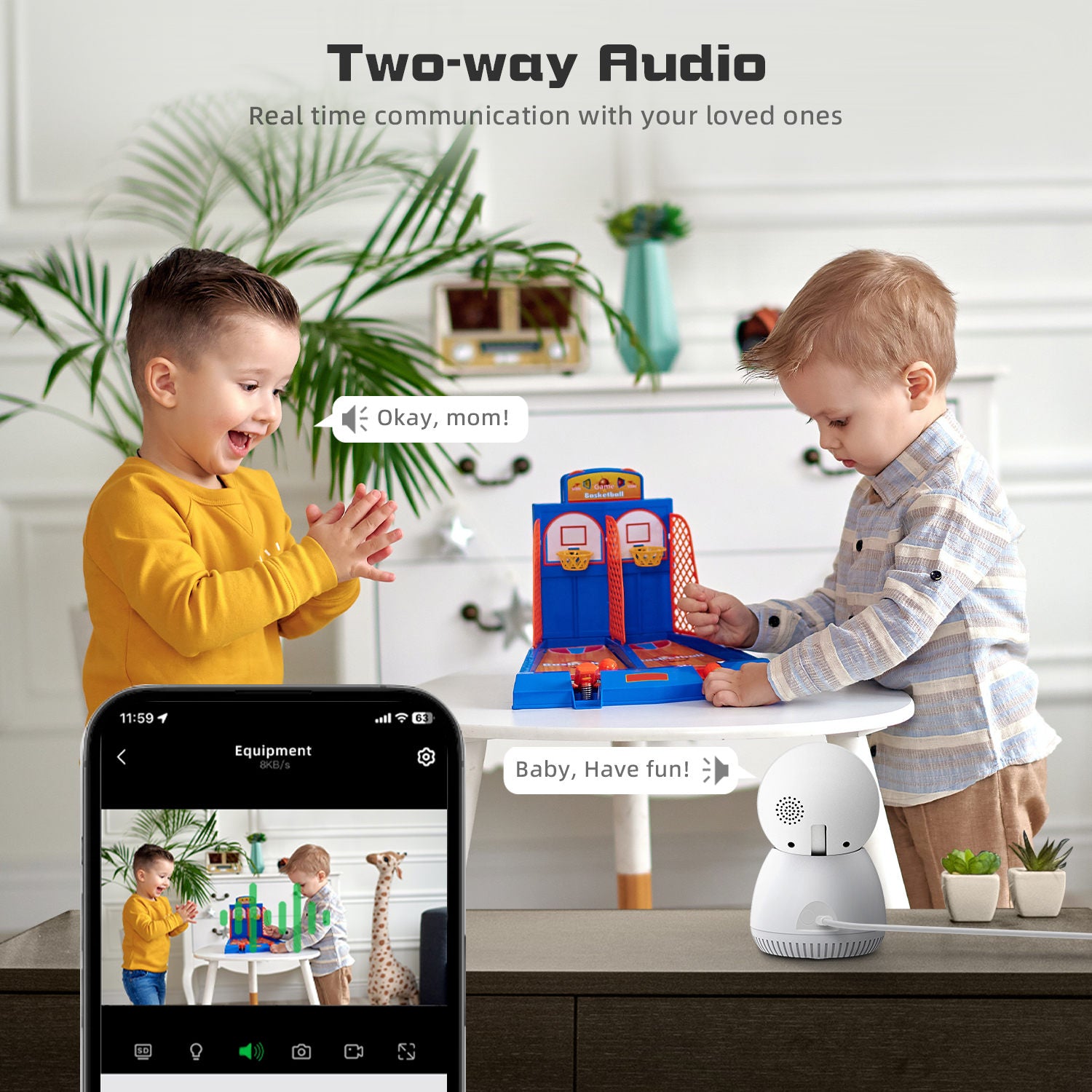 SECURITY CAMERA -WESECUU IP Camera WiFi Baby Monitor 1080P Mini Indoor CCTV Security 2MP AI Tracking Audio Video Surveillance Camera