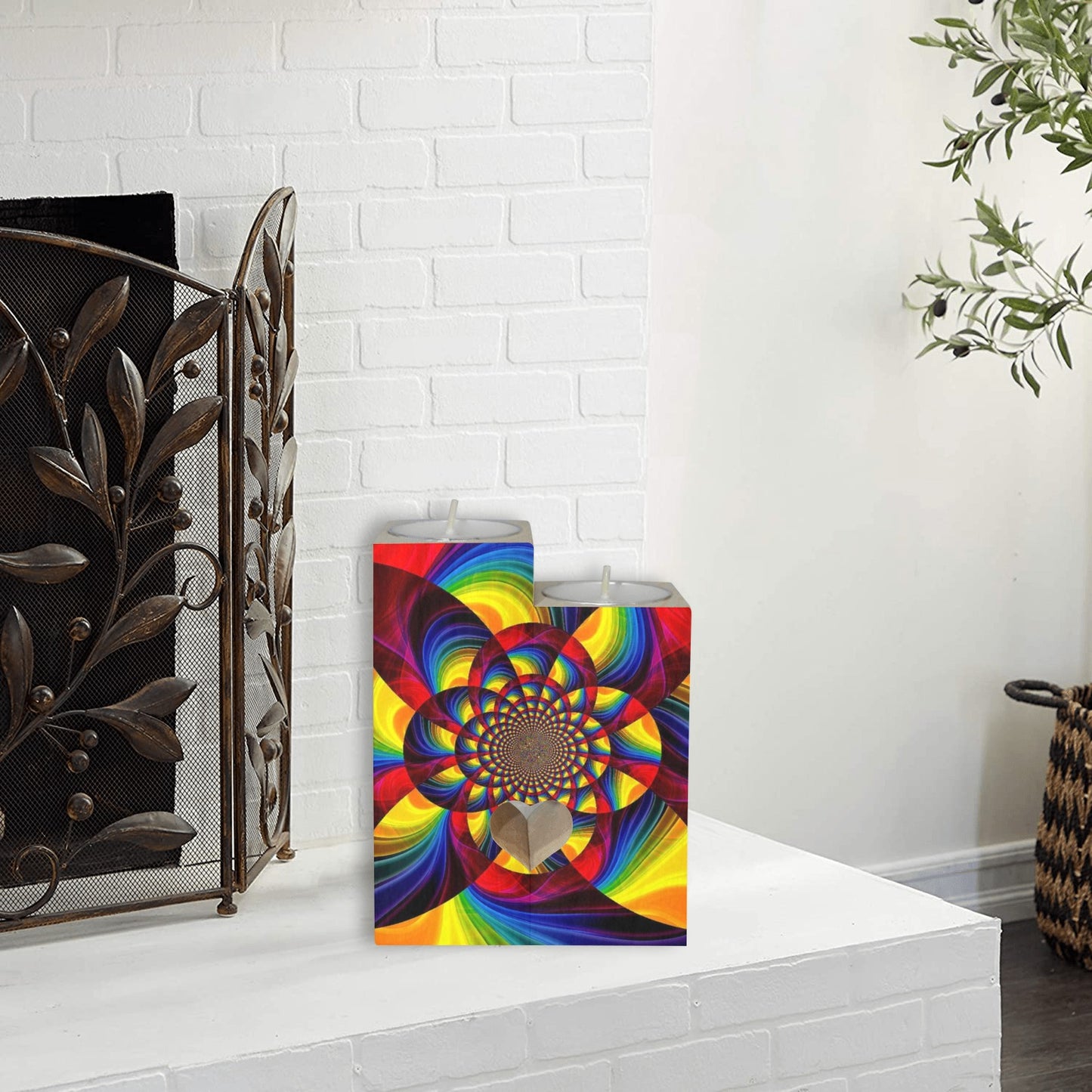 Kaleidoscope Design Candle Holders Wooden Candle Holder (Without Candle)