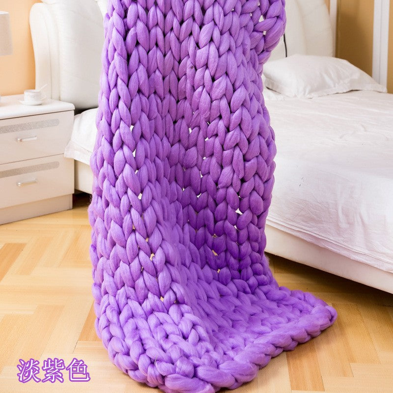 COZY COMFORTABLE WOVEN BLANKET Yarn Hand-Woven Blanket Knitted Wool blanket Soft Thick Yarn