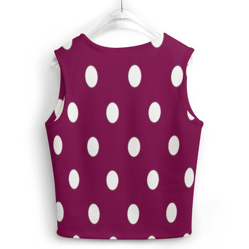 KSC's Exclusive Polka Dot Designs Women's Long Sleeve Button Knit Vest- 10 Options Inside