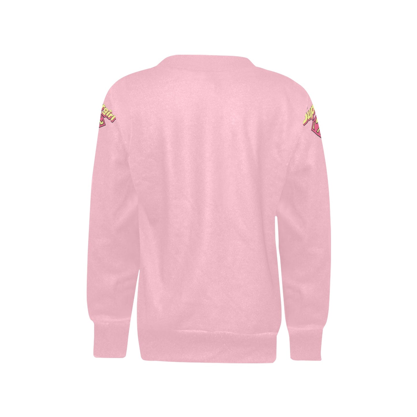 SUPER GIRL PRINT DESIGN YOUNG GIRL'S SWEATERS- Girls Super Girl Print Crew Neck Sweater