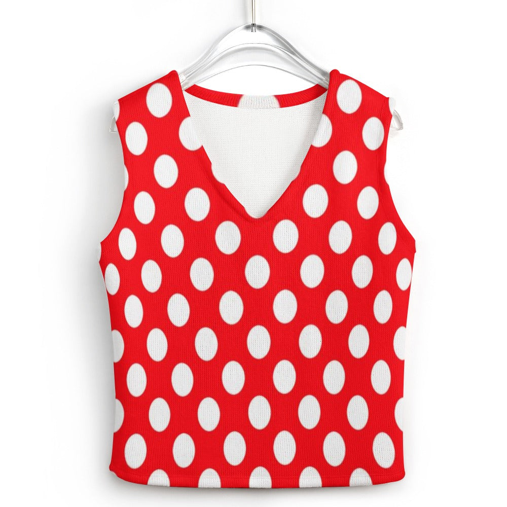 KSC's Exclusive Polka Dot Designs Women's Long Sleeve Button Knit Vest- 10 Options Inside