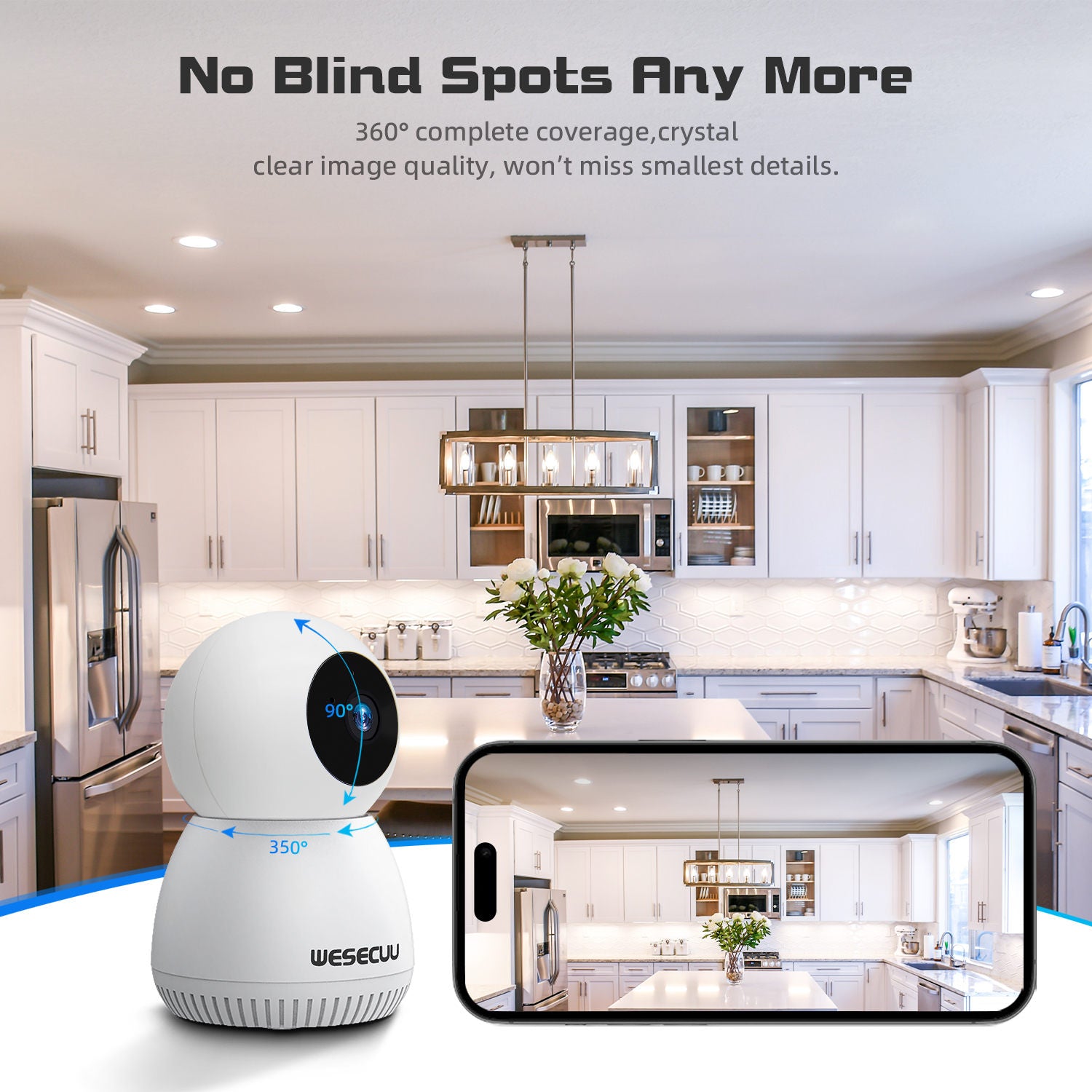 SECURITY CAMERA -WESECUU IP Camera WiFi Baby Monitor 1080P Mini Indoor CCTV Security 2MP AI Tracking Audio Video Surveillance Camera