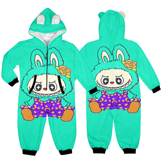 KSC's Exclusive Labubu Little Kids Unisex Onesie (2 to 7 years old) Teal Labubu Sitting