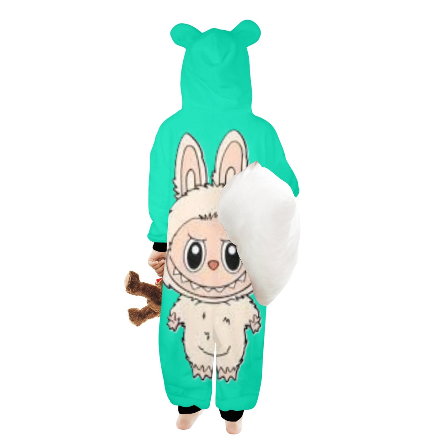 KSC's Exclusive Labubu Little Kids Unisex Onesie White Labubu Teal
