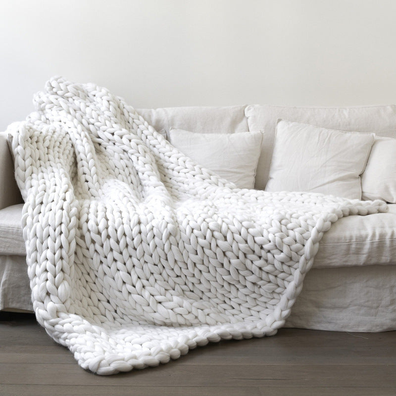 COZY COMFORTABLE WOVEN BLANKET Yarn Hand-Woven Blanket Knitted Wool blanket Soft Thick Yarn