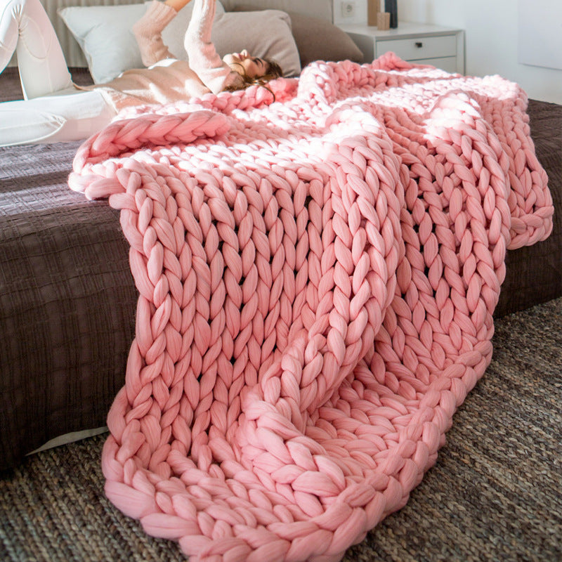 COZY COMFORTABLE WOVEN BLANKET Yarn Hand-Woven Blanket Knitted Wool blanket Soft Thick Yarn