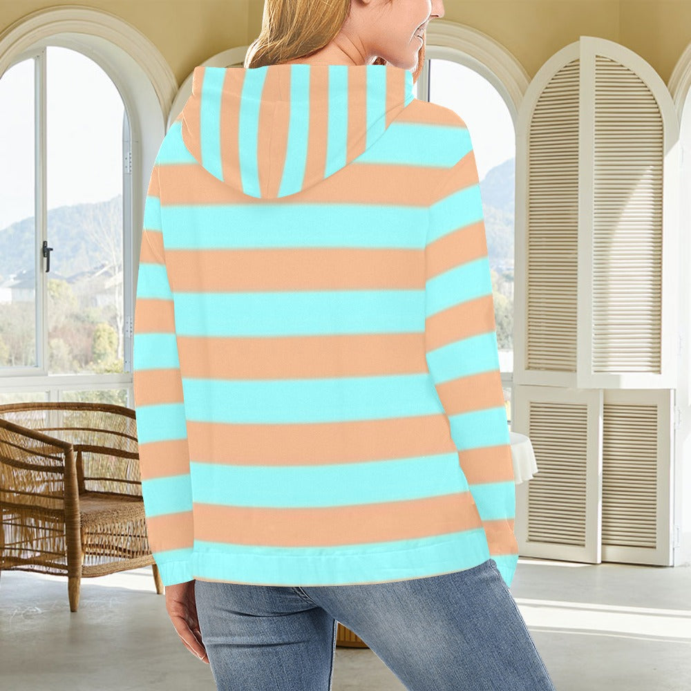 KSC's Exclusive Women's Stripe Design Hoodies Collection (10 Styles) Hoodie (Model H13)