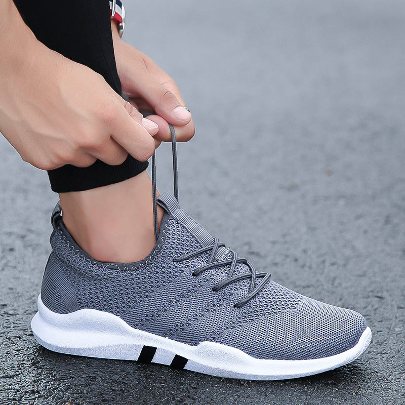 New Men's Mesh Shoes New Mens Sports Casual Running Shoes Breathable Flying Woven Student Outdoor Sneakers