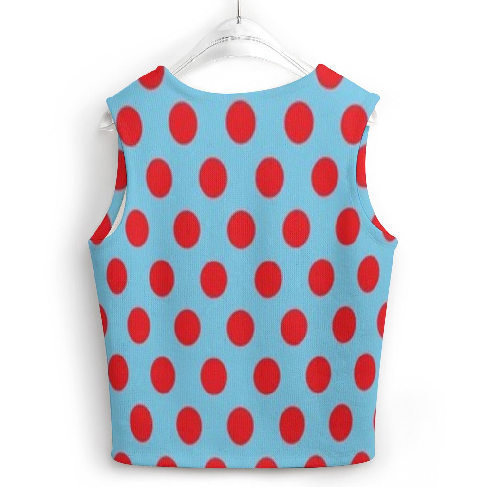 KSC's Exclusive Polka Dot Designs Women's Long Sleeve Button Knit Vest- 10 Options Inside