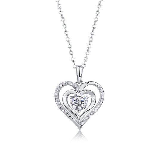 Luxurious Heart-Shaped Moshan Diamond Necklace