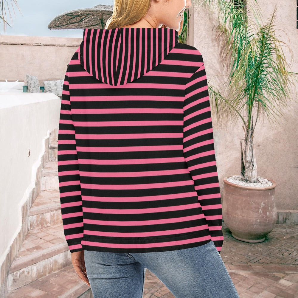 KSC's Exclusive Women's Stripe Design Hoodies Collection (10 Options) Hoodie (Model H13)