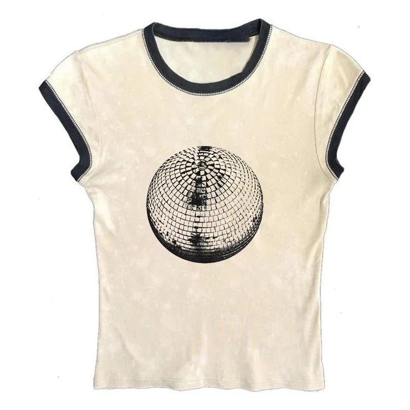 Women's Fashion Punk Graphic Crop top Grunge Vintage Top Gothic Streetwear Baby Tee Hip Hop Sexy Short Sleeve T-shirt