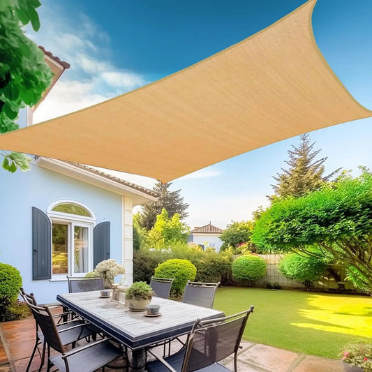 Sun Shade Sail Sand Rectangle UV Block Canopy Awning Shelter Fabric Cloth for Outdoor Patio, Garden, Pool, and BBQ Areas