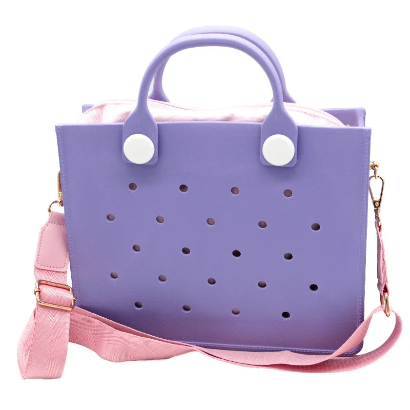 Waterproof EVA Handbag Punching Women's Tote Bags With Shoulder Strap for Women Hand Tote Bag Beach Bag