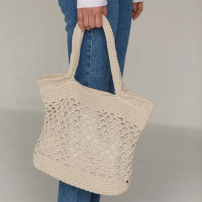 Super Fire Hollow Fishing Net Woven Bag Artistic Small Travel Beach Hand Bill of Lading Shoulder Bags