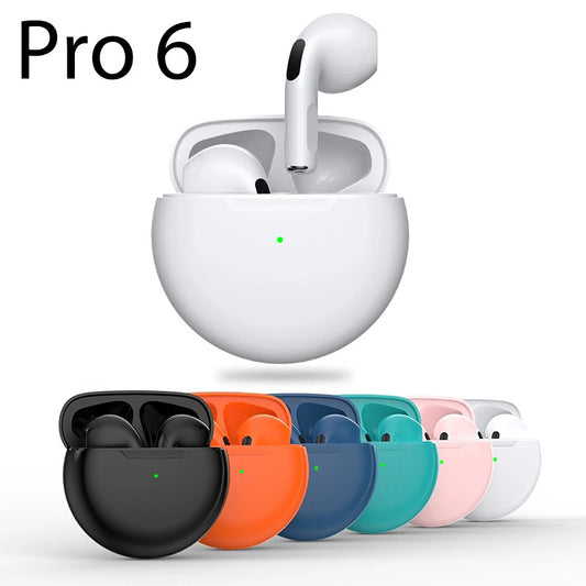 AIR EARBUDS IPRO6 HEADPHONES -J6 Wireless Bluetooth Headset Pro6 Macaron Ribbon Hall Suitable For Huawei Apple Binaural Stereo