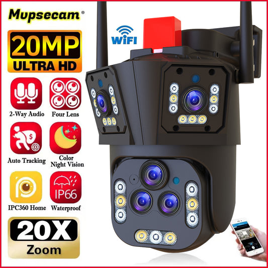 SURVEILLANCE CAMERA -Three-screen Outdoor Monitor Outdoor HD Wifi Home Zoom Outdoor 360 Panoramic Network Camera