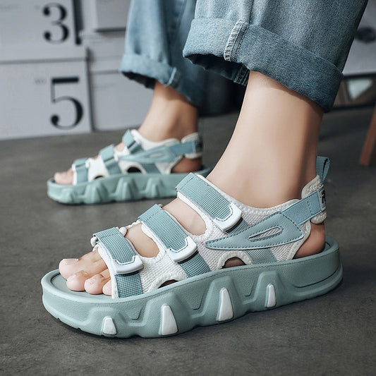 Sports Casual Platform Sandals Women's 2024 New Fashion Velcro Platform Soft Bottom Beach Sports Sandals Women