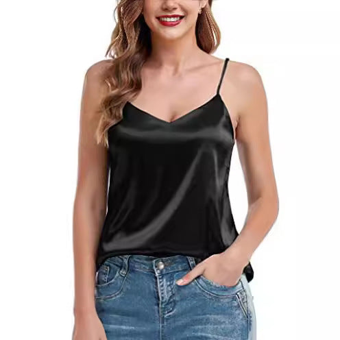 Women's European And American Sexy Solid Color Top Spring And Summer New V-neck Sleeveless Camisole For Women