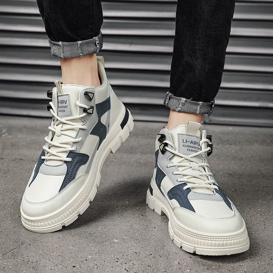 Popular Plus Size Men's Shoes Autumn And Winter New High-top Board Shoes Hidden Height Increasing Casual All-matching Tooling Martin Fashion Shoes