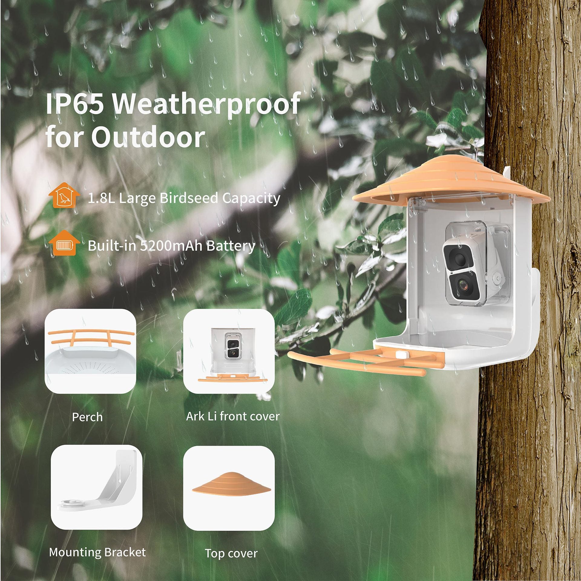 VIDEO BIRD FEEDER - CAMERA Smart Bird Feeder Camera Solar Battery Outdoor Wireless AI Recognizable Bird Feeder