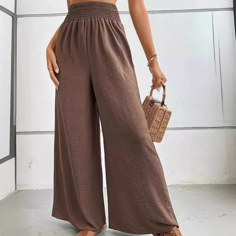 New Women's European And American Style Tight Waist Loose Wide Leg Casual Pants Trousers For Women