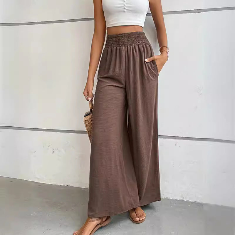 New Women's European And American Style Tight Waist Loose Wide Leg Casual Pants Trousers For Women