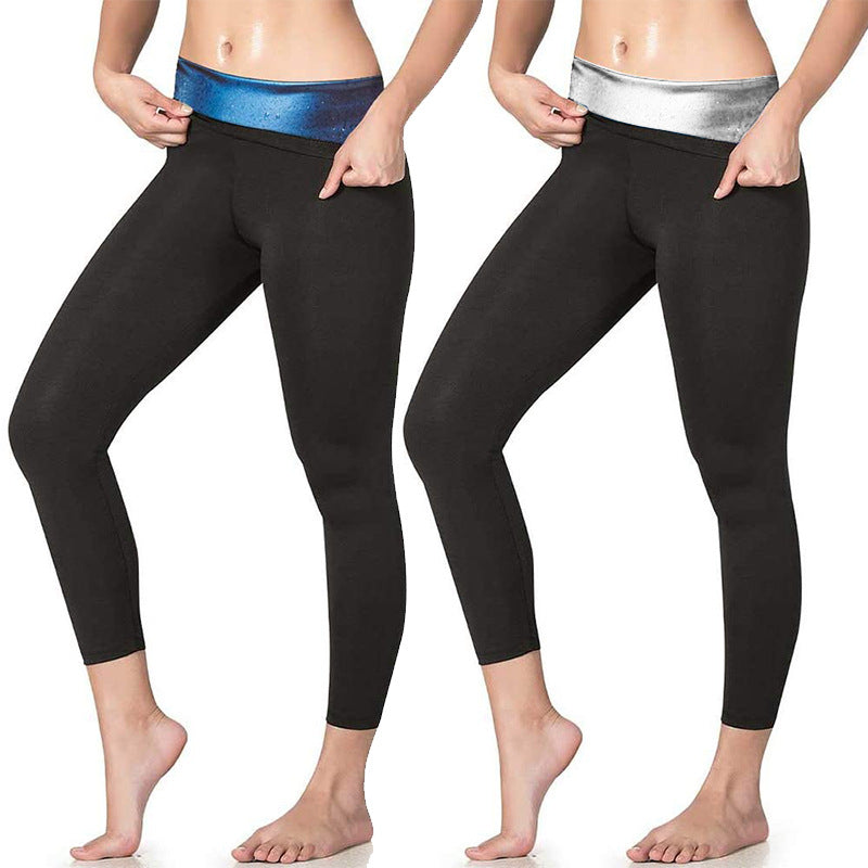 Women's Athletic Sweaty Pants Sculpting Pants Sports Belly Waist Leggings Yoga Clothes Sweaty Hip Bodybuilding Pants